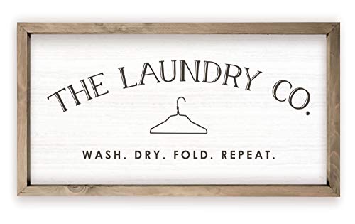 The Laundry Co. Wash Dry Fold Rustic Framed Wood Farmhouse