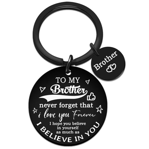 Uerifr Fathers Day Keychain Gifts For Brother Adult Best Big Brother Gifts From Sister Funny Birthday Gift For Adults Brothers Cool Brothers Keychain Inspirational I Believe In You Keyring