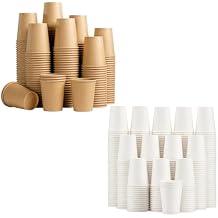 Lamosi 300 Pack 8 OZ White Paper Cups + 200 Pack 10OZ Kraft Paper Cup for Office Party Home Travel