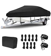 OVCRNIBI Boat Cover Heavy Duty 600D Waterproof,14-16ft Trailerable Boat Cover,UV Resistant Marine...