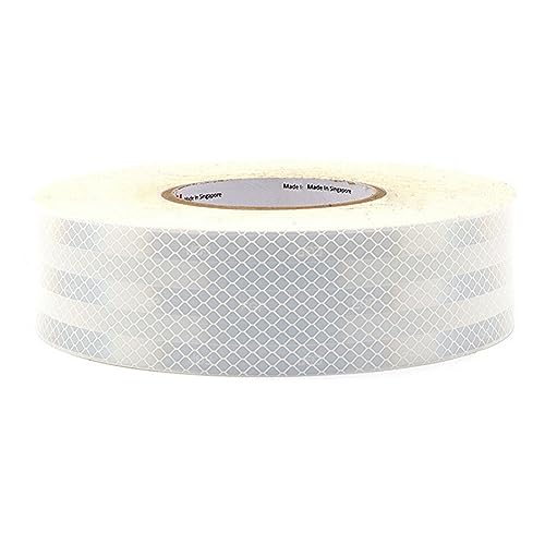 RYRYR Rouleau de Ruban réfléchissant extérieur, barrière de sécurité autocollante, Avertissement, étanche, Blanc, for véhicules, vélos, vêtements, Casques, boîtes aux Lettres(5cm)