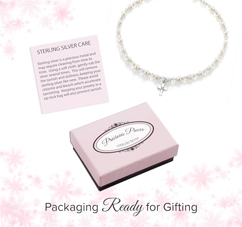 Image of Precious Pieces Pearl Cross Necklace, .925 Sterling Silver