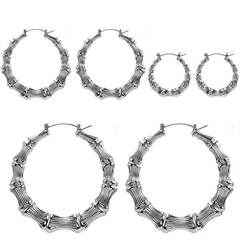 Image of Women Simple Hip Hop Punk Bamboo Earrings Stud Earrings 3 set