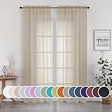 OWENIE Taupe Sheer Curtains 84 inches Long for Bedroom Living Room 2 Panels Set, Rod Pocket Solid Taupe Curtain, Soft Touch Elegant Voile Curtains & Drapes for Nursery, 42'x84', 2 Pcs