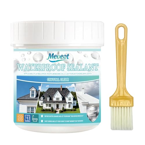 Meoeot Sigillante Impermeabile Trasparente, 300g Impermeabilizzante Invisibile, Rivestimento Impermeabile Liquido, con Pennello, Agente Anti-Perdite Sigillante per Bagno, Piastrelle, Pareti e Tetto