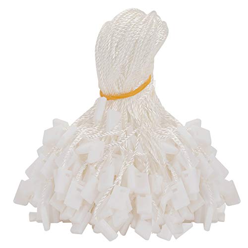 950pcs Hang Tag Polyester String Snap Lock Pin Loop Fastener Hook Ties Easy and Fast to Attach, 7 Inch Long Block (White)
