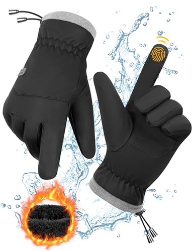 Kiiwah Guantes Invierno Termicos Hombre Mujer, Guantes Tactiles Impermeables, para Frio Running Correr Ciclismo Deportivos Bicicleta Moto Futbol Nieve Camping, (Negro)