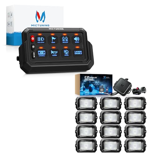 MICTUNING P1s Wireless 8 Gang Switch Panel with C2 Curved RGBW Rock Lights