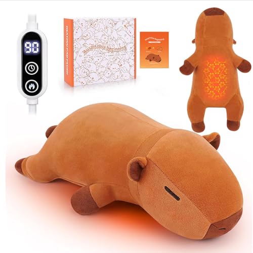 14 Capybara Heating Pad for Period Cramps Capybara Plush with a Hot Soft Belly USB Powered Menstrual Heating Pad Neck Shoulder Pain Relief Birthday Gift for Daughter Wife Period Heating Pad