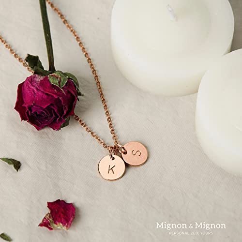MignonandMignon Custom Tiny Coin Initial Necklace, Personalized Dainty Jewelry for Women, Handmade Gift for Her, Birthday Gifts for Women – TCN3