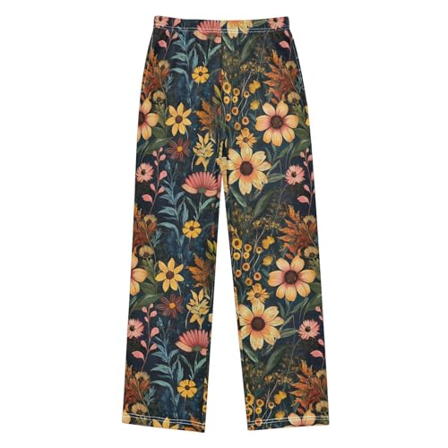 Boys' Pants Simple Bohemian Wildflower Pastel Long Bottoms Jogger Pants Elastic Waist Trousers with Pockets S-XL