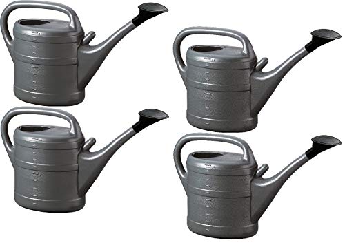 4X Gießkanne 10L ANTHRAZIT + 1x BILDMAGNET! Blumenkanne Kunststoff für groß & klein Garten & Zimmerpflanzen Gießkannen Gieskanne Gieskannen Giesskanne 10 L Liter Watering Can Gieskannen10Liter lr