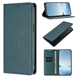 TUUNKMUY Funda de piel para Realme GT Neo 3 con diseño de gato en relieve, funda de piel con tapa para Realme GT Neo 3 con función atril, color verde