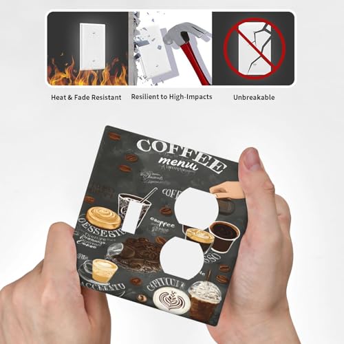 Decorative Outlet Covers Retro Coffee Cup Bean 2 Gang Wall Plate Cover Single Toggle Duplex Combo Two Switch Light Switch Cover Plate Jumbo Dual Gfci Faceplate