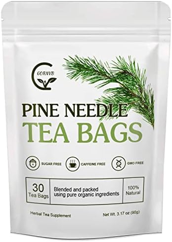 Organic Pine Needle Tea Bags - 100% Pure Natural Dried Pine Needles Herbal Tea, Effectively Antioxidant & Immune Support, Caffeine Free, 30 Tea Bags