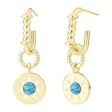 MABARRI Gold Pendant Earrings 14K Yellow Gold Plated Mother of Pearl Earrings for Women Girls Trendy