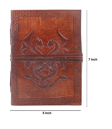Antique Handmade Leather Journal, Dragon Journal Notebook Personal Diary Unlined Journal Travel Organizer Art Sketchbook Unisex Brown #TOP3