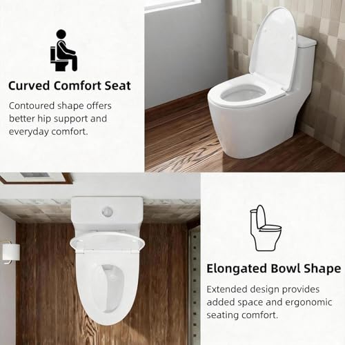 Inodoro de una pieza compacto VANCOCO de 25 pulgadas blanco para baños pequeños 4