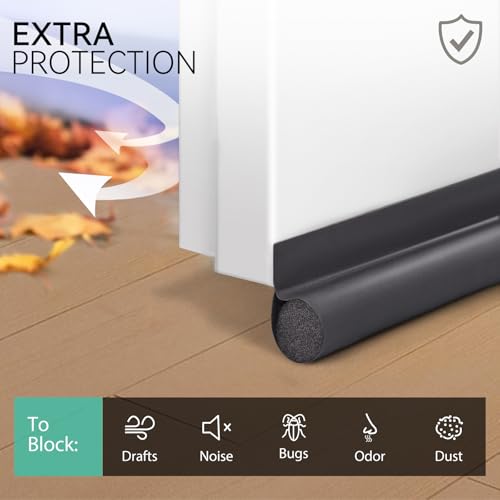 Image of MAXTID Under Door Draft Stoppers 36 Inch Grey Door Draft Blocker Draft Stoppers for Bottom of Doors Seal Gap Reduce Wind /Breeze, Cold Air, Dust, Smoke, Door Seal Strips Sweeps