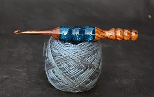 Handcrafted Resin epoxy & Wood Mix Crochet Hooks Ergonomic Soft Handle Needles Knit Weave Craft Yarn Different Size, Crochet Hooks (10mm) - 2