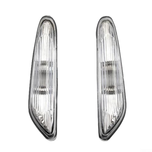 Yelvera Par de luces de marcador lateral para BMW E46 E60 E61 E83 3 5 X3 Series Señal de giro delantera izquierda derecha 12 V sin bombillas gris blanco ABS PC lente transparente (blanco)