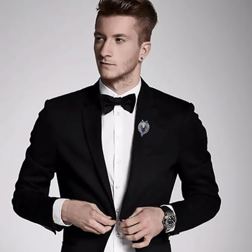 Image of Vintage Wolf Head Lapel Brooch Pin Cool Punk Animal Wolf Crystal Collar Brooch Suit Pin for Men Women Birthday Gift