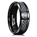 King Will Mens Tungsten Carbide Ring 8mm Black Carbon Fiber Inlay Polish Edges Comfort Fit11.5