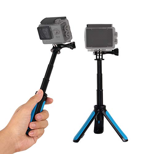 SHSHIHONG Mini Telescopic Handheld Pole Selfie Stick Tripod Handheld Monopod for Gopro Shorty GeekPro/GoPro HD Hero 7 6 5 4 3+ 3 2 1, AKASO, SJCAM SJ4000 SJ5000 and Most Action Camera(Blue)