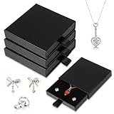 Bremorou 4 Stück Schmuck Geschenkbox Schmuckschachtel Ring Aufbewahrung Schwarz Schmuckschatulle Klein Schmuckbox Kleine Organizers Schmuckkästchen Ausziehbare für Armbänder Ringe Ohrringe Ketten