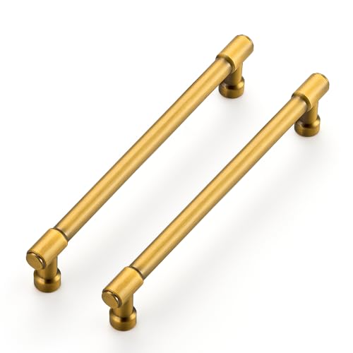 Image of Ravinte Brushed Brass Kitchen Pulls Cabinet Handles 6-1 /4 Inch 10 Pack
