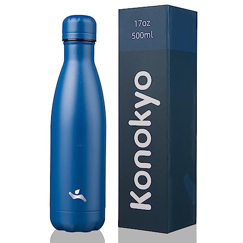 Image of Konokyo Insulated Water Bottles,17 oz Double Wall Stainless Steel Vacumm Metal Flask for Sports Travel,Blue