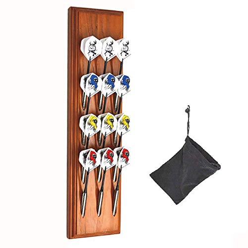 Wood Darts Holder/Stand/Caddy Display, Holds 12 Steel/Soft (Plastic) Tip Dart. Game Room, Man Cave, Home Bar Decor, This Wooden Rack Perfectly Matches The Cabinet to Your Board/Scoreboard(Primary)