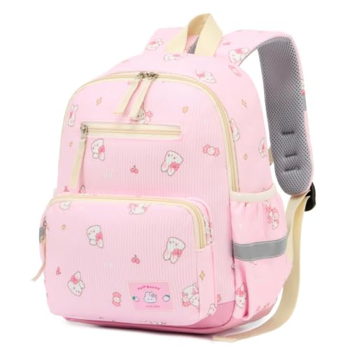 PROTAURI Sac à Dos Enfant Maternelle Fille 4-7 Ans 9.2L, Rose Lapin