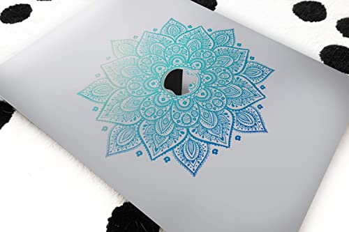 Mandala Laptop Stickers Decal - Removable Waterproof Vinyl With Diecut - Green Blue Colorful Partial Decal Cover Skin Compatible With Computer Macbook Air Pro 13 15 Inch - Decorative Sticker - Artsybb #TOP4