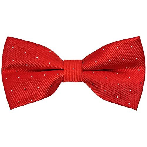 Syaya Men Classic Formal Tuxedo Bow Tie With Polka Dots, Teen Boy Pre-Tied Tux Bowtie For Christmas/Wedding Necktie M-B-T5 (Red) #TOP28