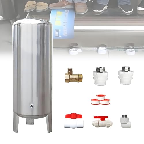 QuinteZhenTially Depósito Contenedor Almacenamiento Vejiga Aguas Presión,Tanque Presión Agua Acero Inoxidable,Contenedor Agua Bomba Pozo para Lavandería,Cocina,Ducha Jardín NoCleaningPort-200L/52gal