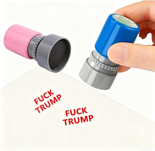 2 Pack Fuck Trump Stamp Set with Anti Trump Designs Create Funny Signs Flags Stickers Pins Novelty Funny Ink Red Stamps