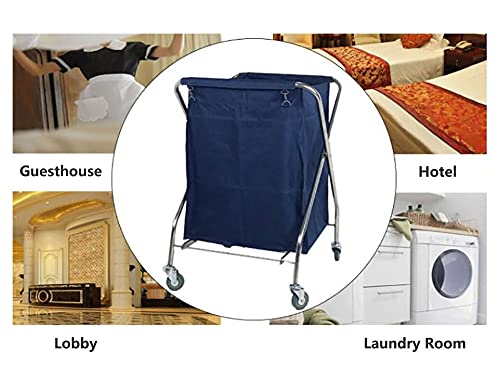 Cesto para ropa sucia plegable con ruedas azul que elimina el esfuerzo de cargar coladas pesadas 2