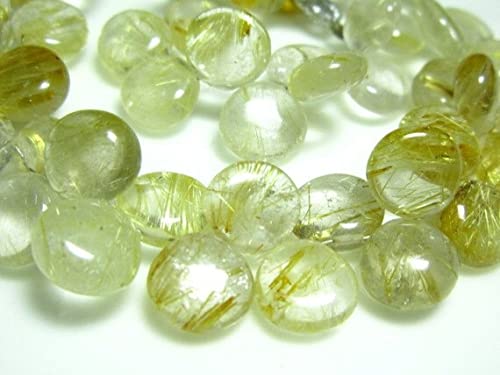 Quartz rutilé doré de qualité AAA en perles de cœur lisses pour bijoux