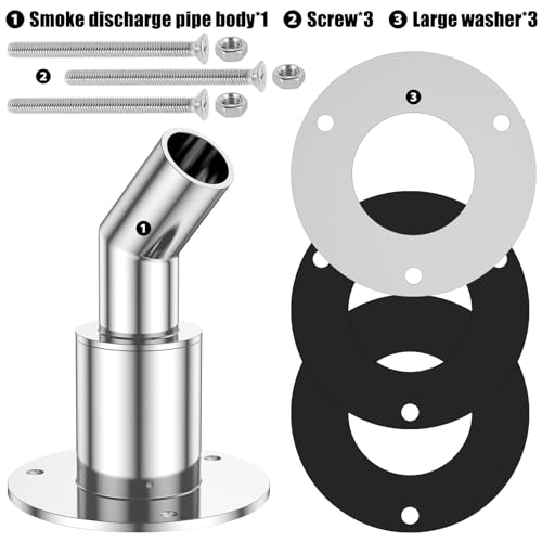 Image of 316 Stainless Steel Thru Hull Exhaust Fitting, 24mm /0.94inch, Silver, Screw-In, Boat Marine Fitting Tube Anti Rust Diesel Heaters Exhaust Pipe Car
