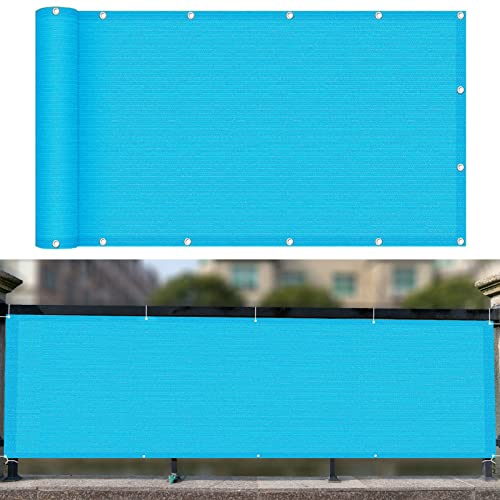 Paravento per balcone, protezione UV, 100 x 950 cm, blu, con fascette, ideale per nascondere il balcone e soluzioni per la privacy all'aperto