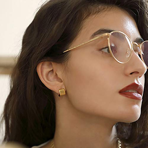 14K Gold Plated Hoop Earring Small Square Huggies Hoops For Women, Minimalist Cute Earrings for Women Girls Gift, gold silver rose gold black and CZ2