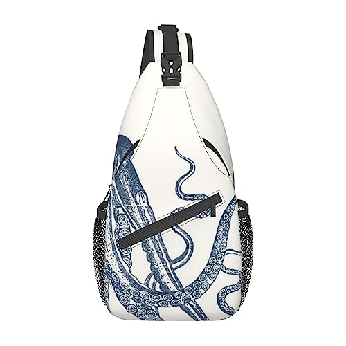Sac à bandoulière imprimé pieuvre au style marin unique noir