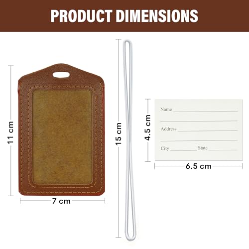 Image of Storite PU Leather Luggage Tag Travel Identification Name Tag for Bag & Backpacks Suitcase Tags for Traveling (5 Pack)