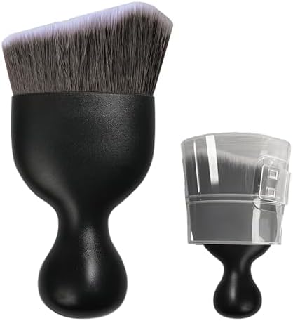 Ziciner Car Detailing Brush, Curved Soft Bristles Auto Removal Dust Collectors, Universal Vehicle Dashboard, Air Conditioner Vents, Interior Cleaning Tool Accessories (1PCS, Brown&White)