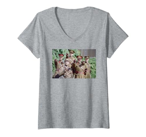 Photo de Femme Blackadder Rowan Atkinson Stephen Fry Hugh Laurie T-Shirt avec Col en V
