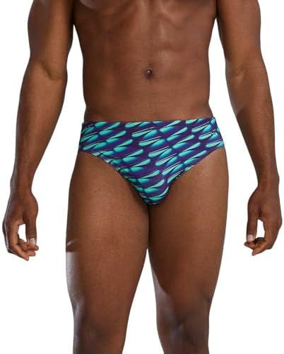 TYR Men's Durafast Elite Racer Brief Swimsuit, Dragon Fly Green/Navy, 26