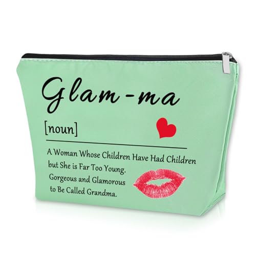 Sazuwu Grandma Green Makeup Bag for Grandmother Nana Gifts from Grandkids Cosmetic Bag Mothers Day Birthday Present Travel Pouch