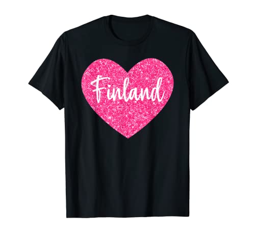 Corazón rosa I Love Finland Camiseta