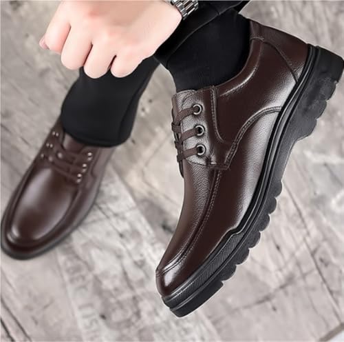 Platform Work Oxfords Round Toe Men's Leather Lace Up Shoes Lug Sole Dress Retro Comfort Business Work Office Shoes Height-Increasing3